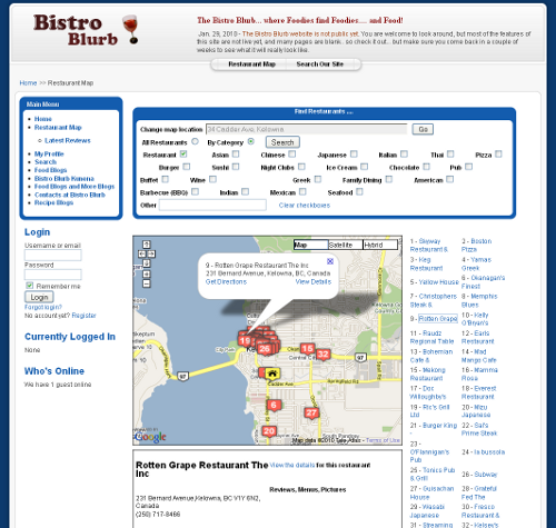Bistro Blurb Map Search